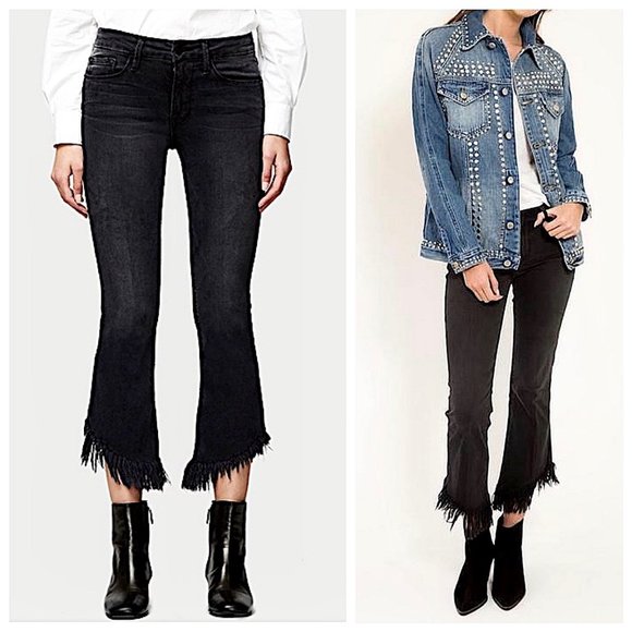 Frame Le Crop Mini Boot Shredded Raw Jeans in Fox Park Size 26 - Picture 1 of 10